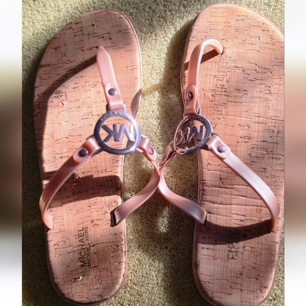 Michael Kors Rose MK Logo Thong Sandals